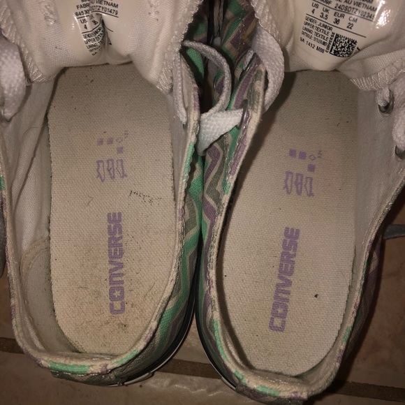 ‼️MINT & PURPLE CHEVRON CONVERSE SIZE 4 JUNIORS - Picture 9 of 10